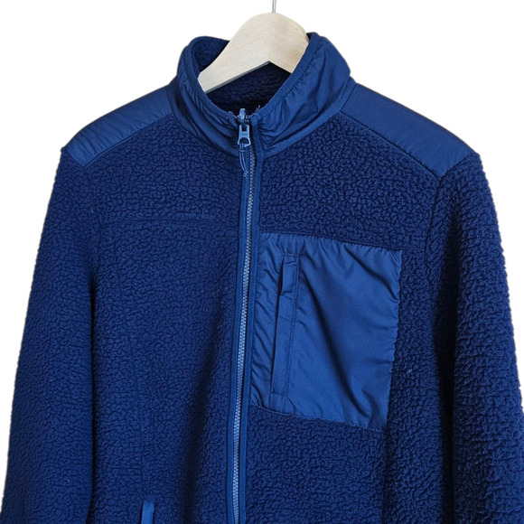 Lands’ End Berber Fleece Jacket Full Zip Navy Women’s Size 1X - Picture 2 of 7